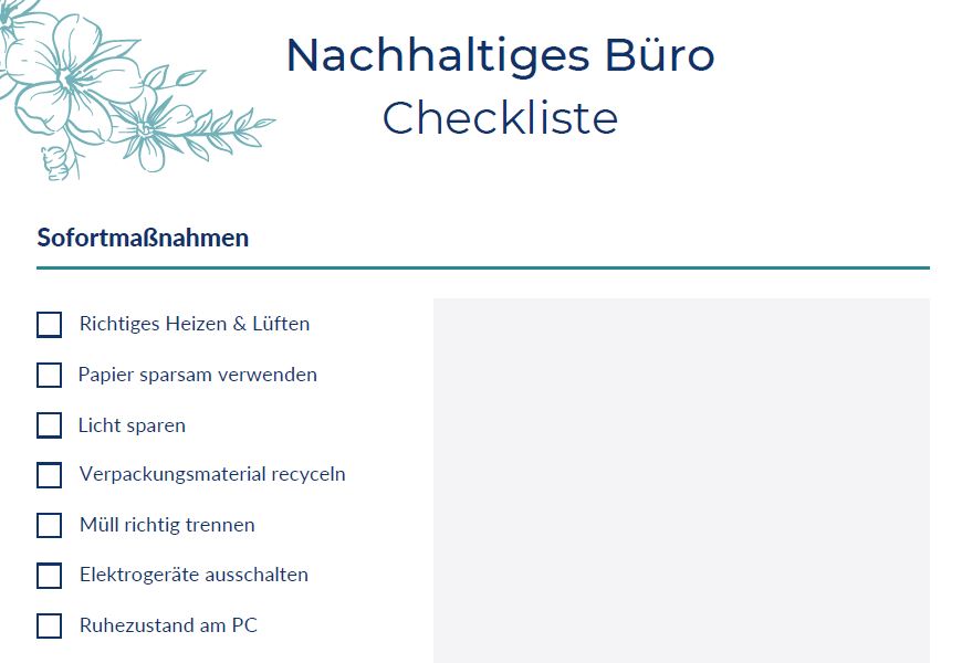 Checkliste mit Tipps für ein nachhaltiges Büro